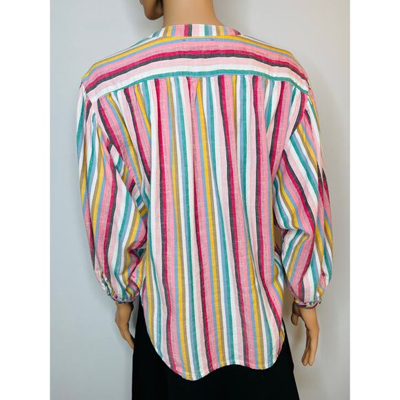 Xirena Charlie Shirt size small striped embroidered in painted sunset boho - Picture 4 of 9